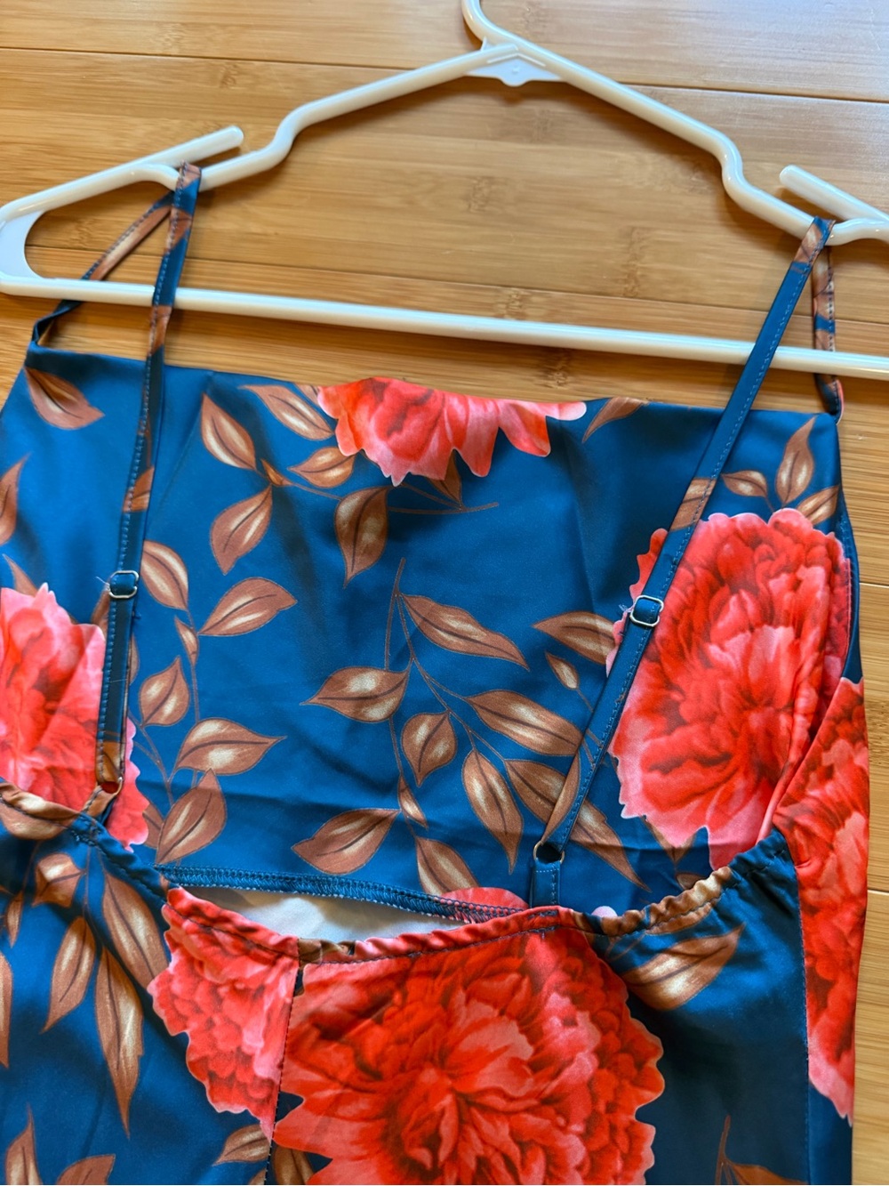 Floral Mini Dress - Blue, Red & Rust - Picture 7 of 8